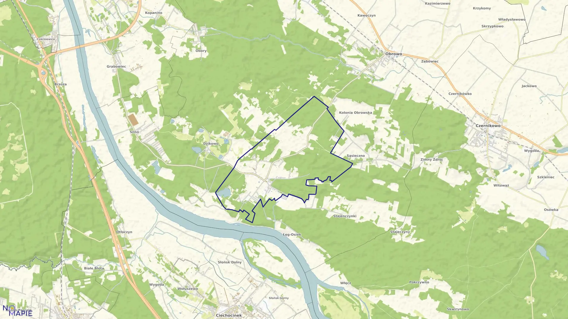 Mapa obrębu Osiek n/WISŁĄ w gminie Obrowo Mapa obrębu Osiek n/WISŁĄ w gminie Obrowo